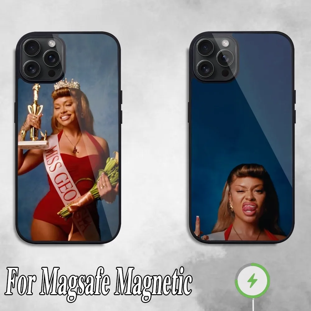 Чехол для телефона Rapper L-Latto Georgia Peach iPhone 11 Mini 12 13 Max 14 Plus 15 Pro Magesafe Магнитный чехол