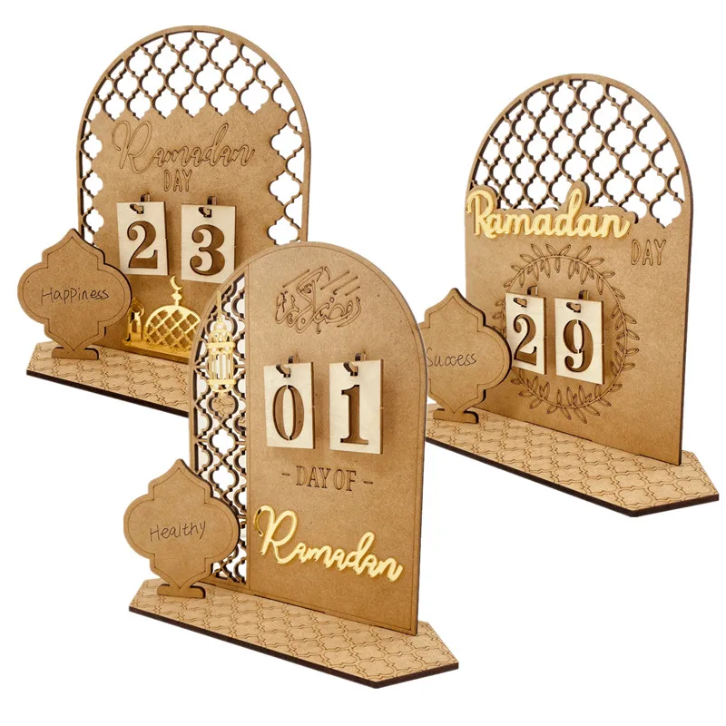 

Календарь Рамадан с обратным отсчетом, деревянный орнамент Eid Mubarak, женский, для дома, мусульманский дневной свет, декор AL Adha