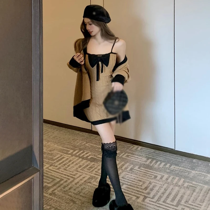 Женское платье Y2K из полиэстера и хлопка