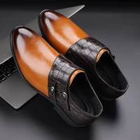 classic crocodile pattern business flat shoes men designer formal dress leather shoes mens loafers christmas party shoes