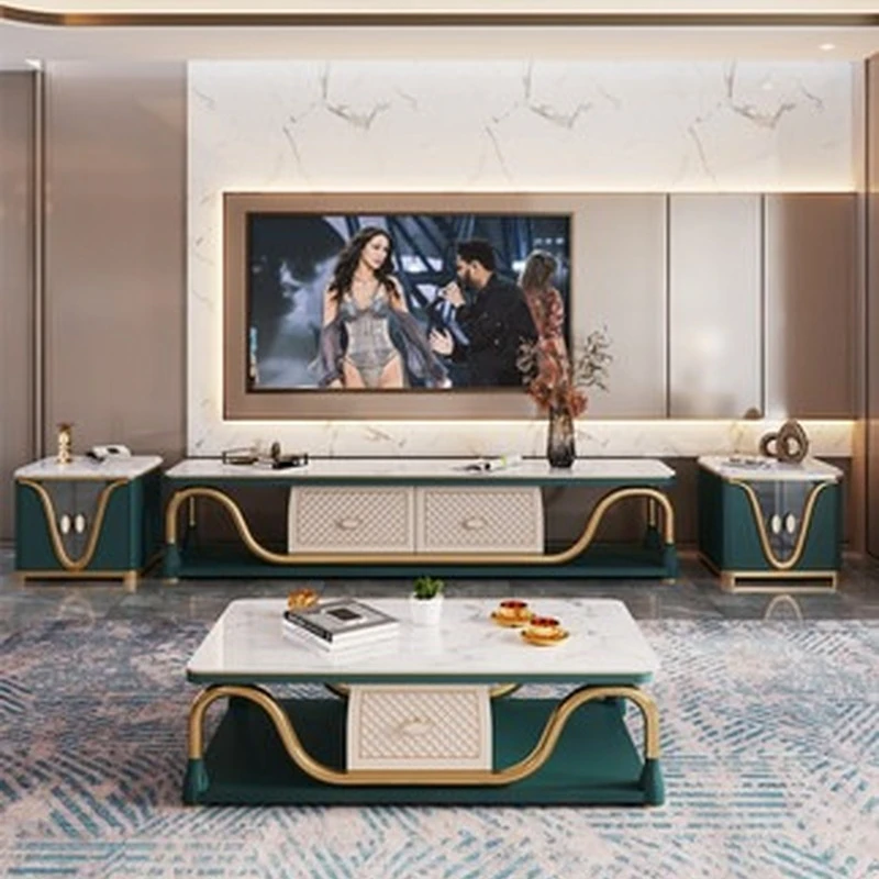 

Luxury High Quality TV Cabinet TV Cabinet Tea Table Combination Living Room Short Cabinet Furniture Simple Cabinet European Size