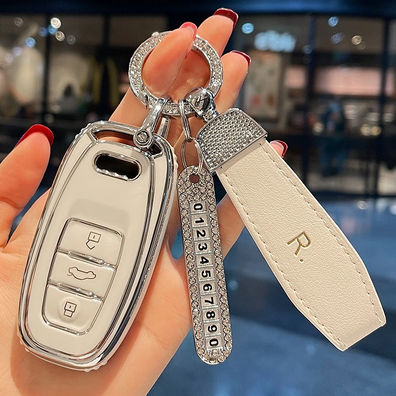 

Чехол для автомобильного ключа из ТПУ, чехол для Audi A1, A3, 8, P, 8L, A4, A5, B6, B7, A6, A7, C5, C6, 4F, Q3, Q5, Q7, TT, S3, S4, S6, RS, кожаный брелок для ключей