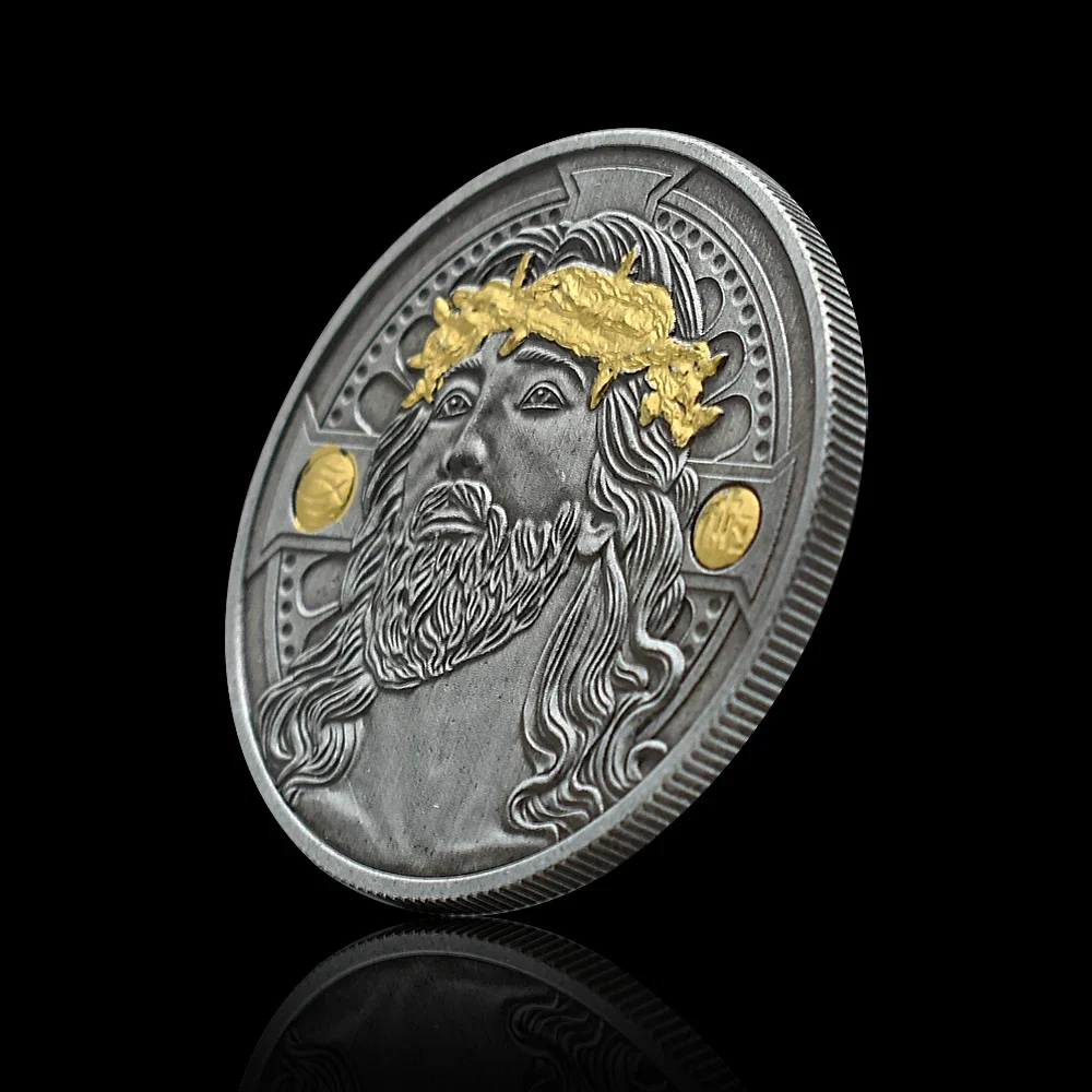 Иисус Ретро никелевая монета Европейская христианская Библия маркер крест Бога