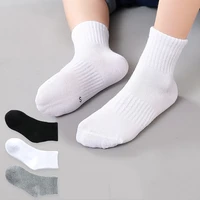 3 pairslot 3 to 15 years childrens socks spring autumn cotton solid color black gray white socks for kids boys and girls