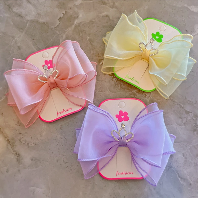 

12Pcs/Lot New Three-dimensional Organza Hair Bows Hair Accessories Princess Hair Clips Girls Flower Crown Hair Ornaments Hairpin