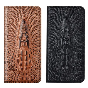Genuine Leather Flip Phone Case For Google Pixel 3A 4 XL 4A 5 5A 6 Pro Cover Case Crocodile Style For Google Pixel 2 3 XL Lite
