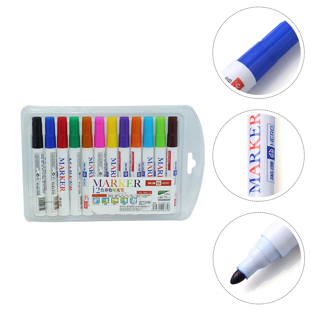 

12Pcs Colorful Painting Pen Oil Based Mark Pens Watercolor Drawing Pens
