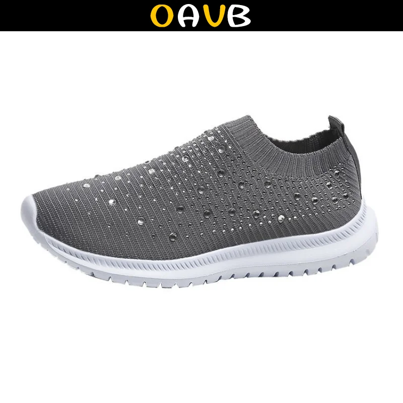 

OAVB Shoes For Women Rhinestone Sneakers Women's Fly-woven Female Running Shoes Mesh Sports Shoes Trendy Sneakers 2023 Summer