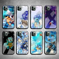 pok%c3%a9mon squirtle phone case tempered glass for iphone 13 12 11 pro mini xr xs max 8 x 7 6s 6 plus se 2020 cover