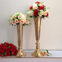 10pcslot gold wedding table centerpiece 49cm19 3inch tall wedding party road lead table flower vase wedding decoration