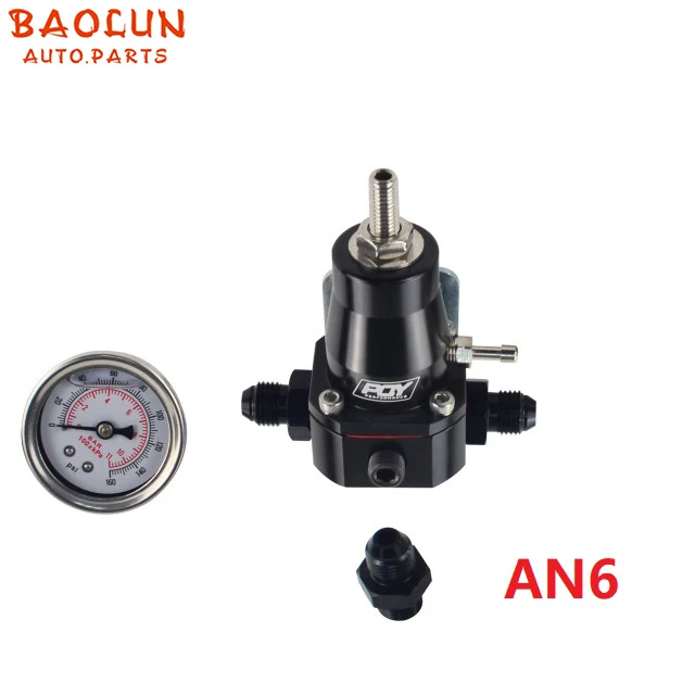 BAOLUN  Universal  Aluminum 30-70 PSI Car Fuel Pressure Regulator Gauge 3 AN6 Fitting 3 Washers Kit