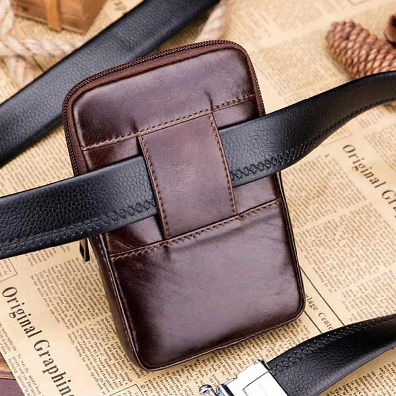 BULL CAPTAIN Genuine Leather Cowhide Men Fanny Waist Belt  Small Bag Male Brand Famous Cell/Mobile Phone Case Purse Bags