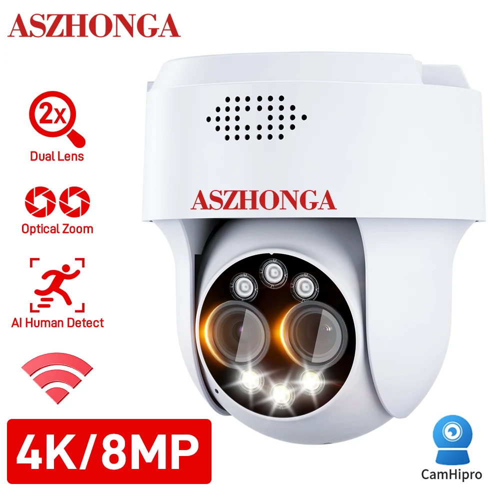 

4K 8MP WIFI POE IP Camera HD PTZ Camera Outdoor Dual Lens Motion Detection Security Camera Waterproof Street Surveillance