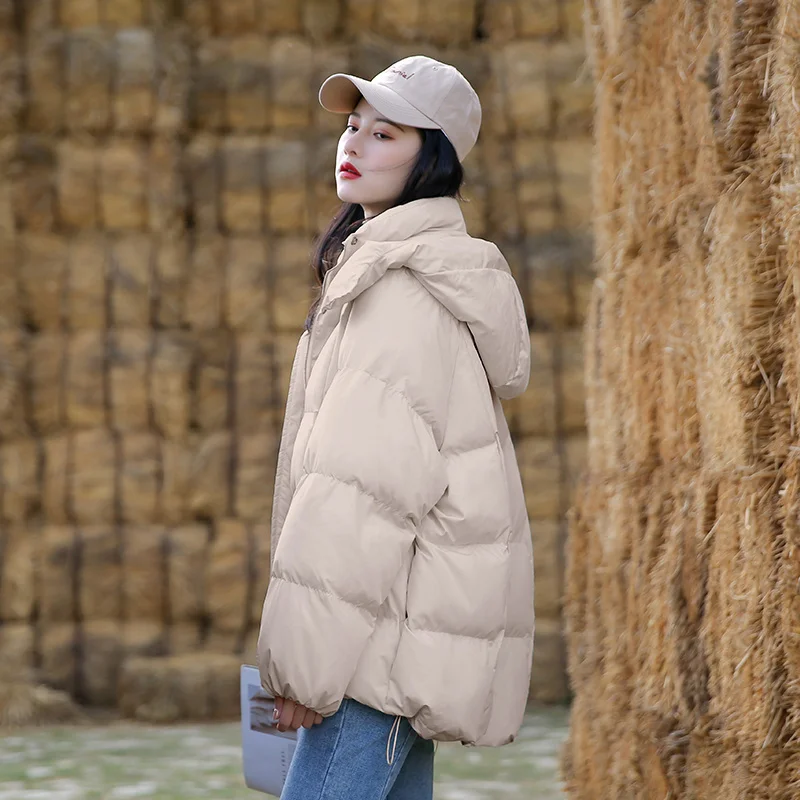 

Thickened Black Bread Short Down Cotton Coat Women's Korean Version Loose Autumn Winter Jackets Cotton Coat 2022 Woman New