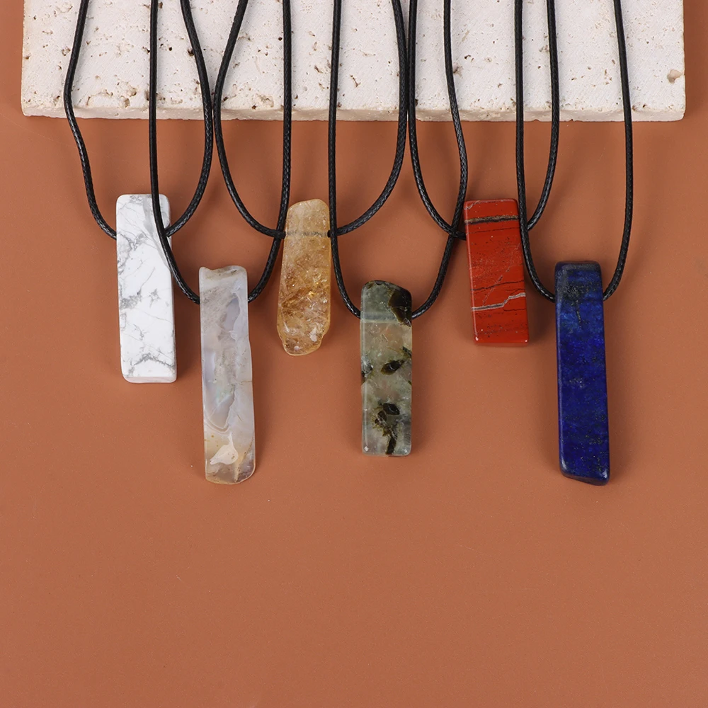 

Wholesale Natural Rectangle Stone Pendants Lapis Lazuli Tiger Eye Quartzs Stone Pendants for Women Men Yoga Pendants Jewelry