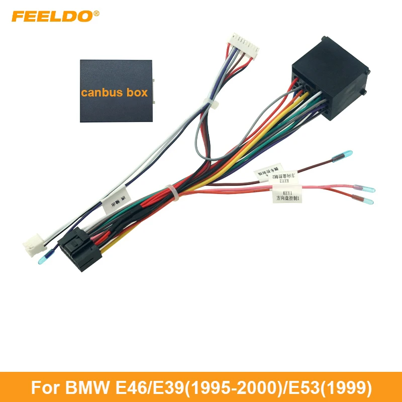 

Car 16Pin Power Wiring Harness Cable Adapter With Canbus For BMW E46/E39(1995-2000)/E53(99) Install Aftermarket Android Stereo
