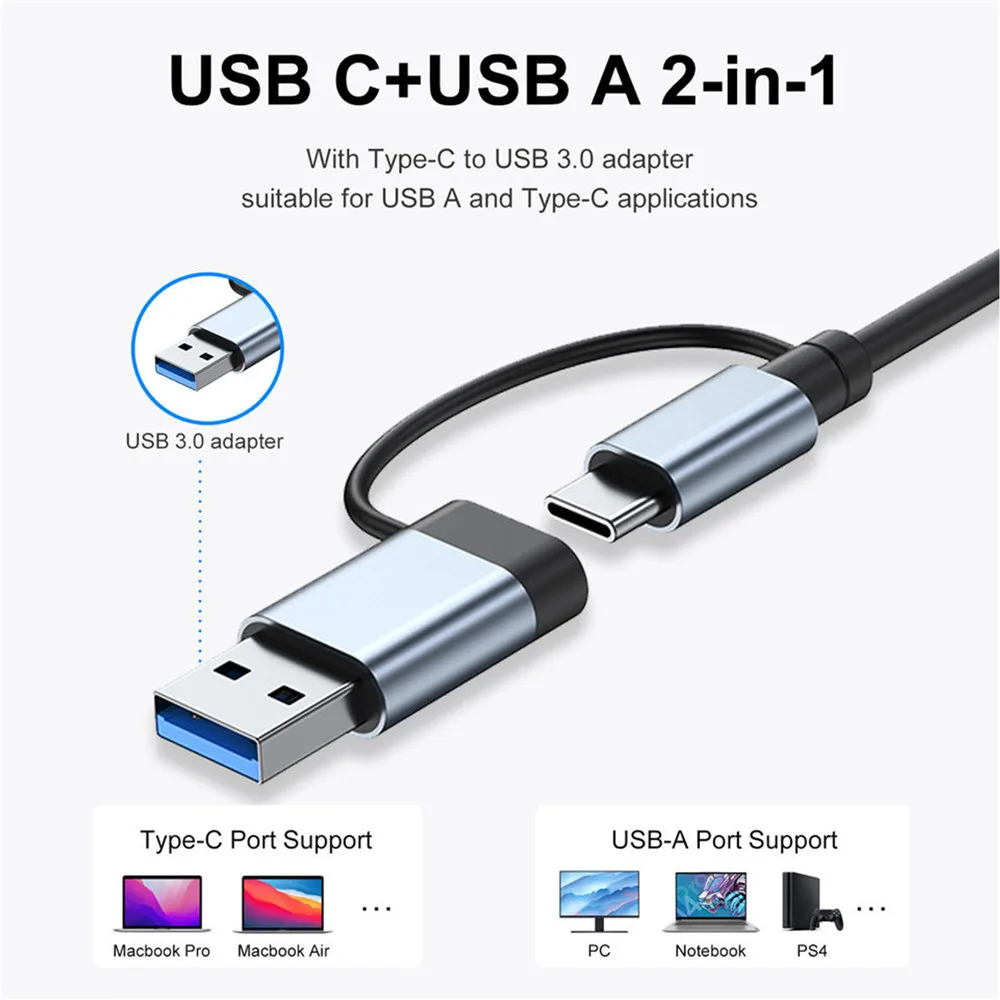 Фото USB-хаб MZX 7/8 в 1, док-станция Type A/C, концентратор 3.0/2.0, мультиадаптер, мультихаб, док-сплиттер, аксессуары для ноутбуков и ПК №3