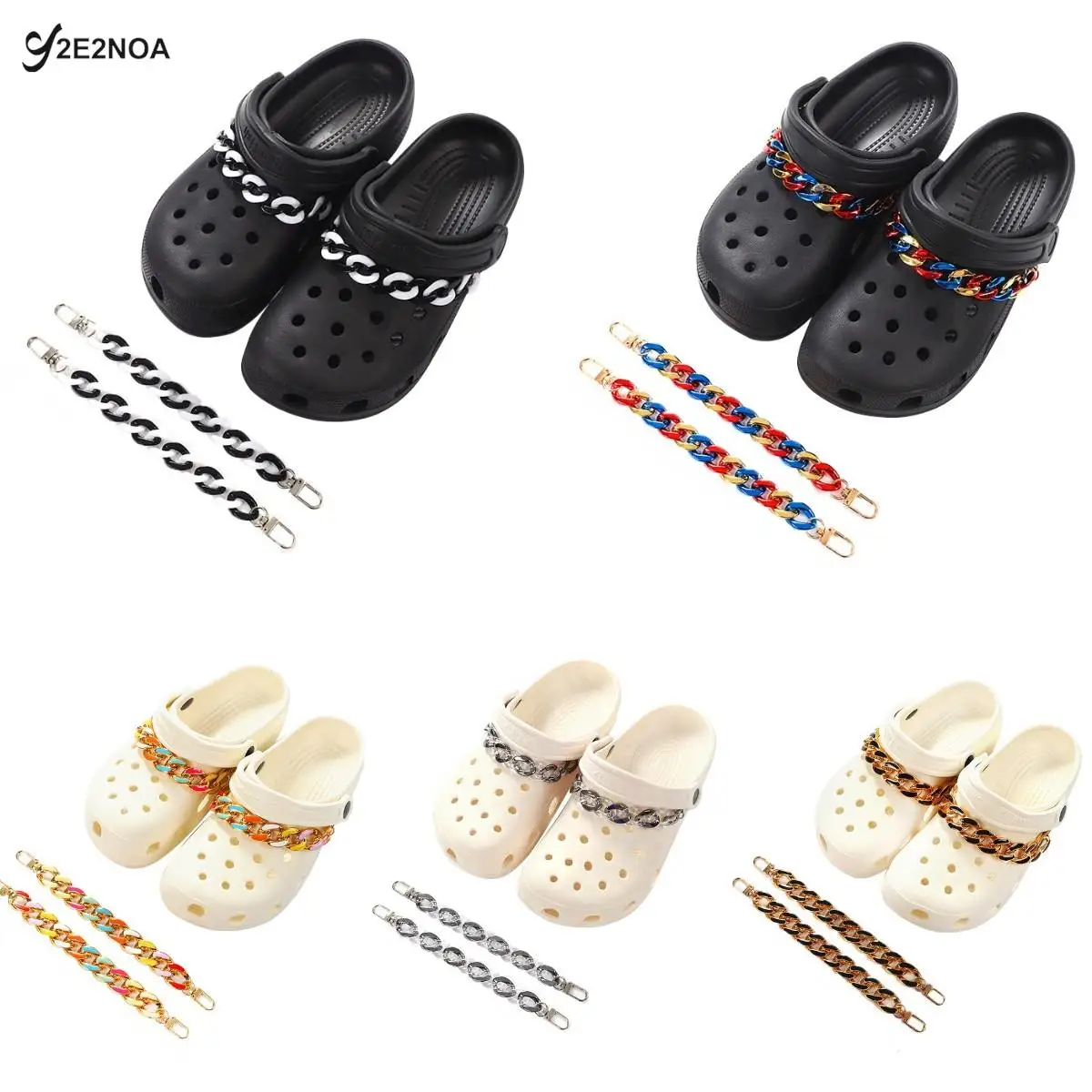 

1Pcs Croc Shoes Charms Gold Silver Bling Black Chain Shoe DIY Metal Decoration Pendant Buckle For Gift Shoelace Accessories