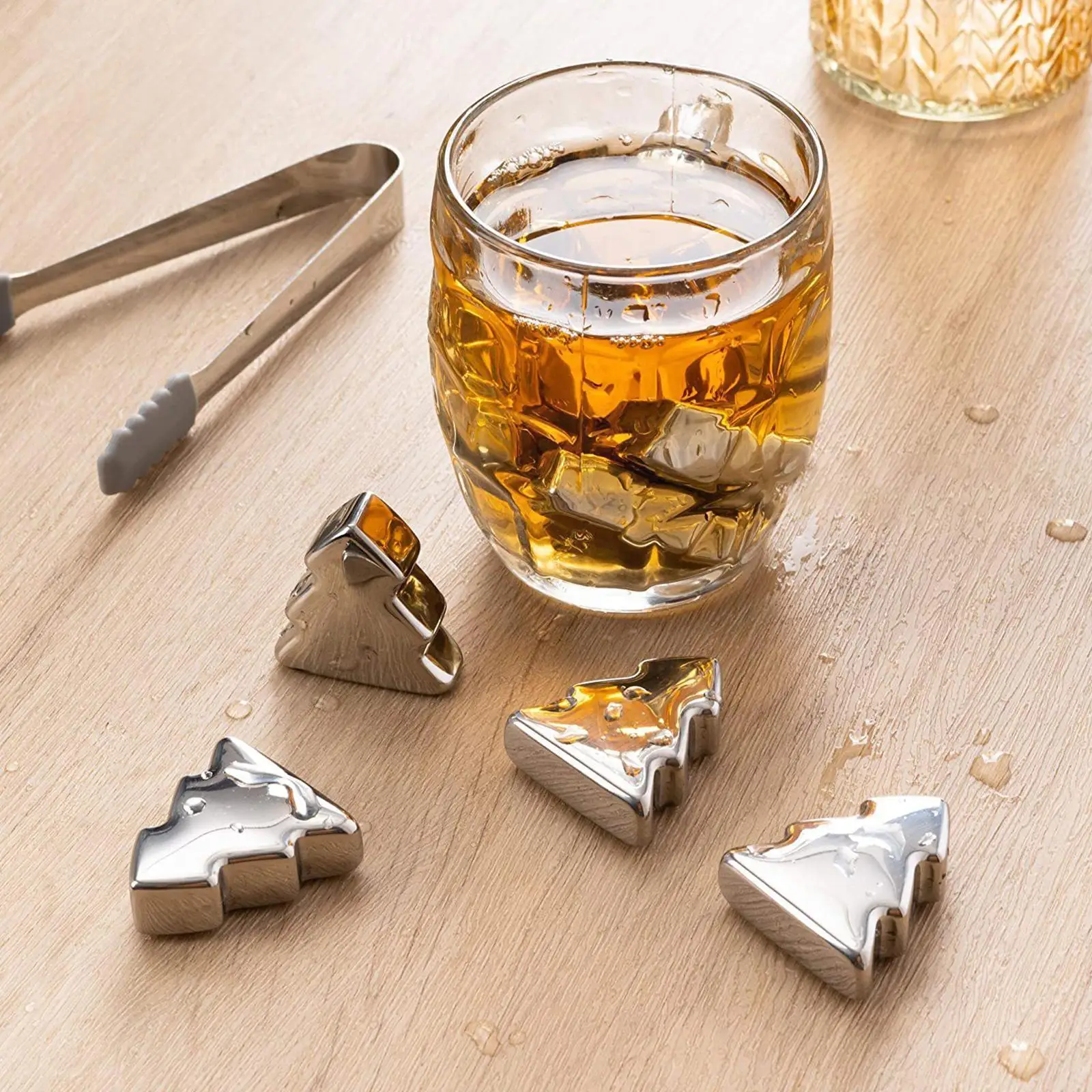 

304 Steel Christmas Tree Whiskey Ice Metal Reusable Cubes Wine Bar Stones Ice M4x3