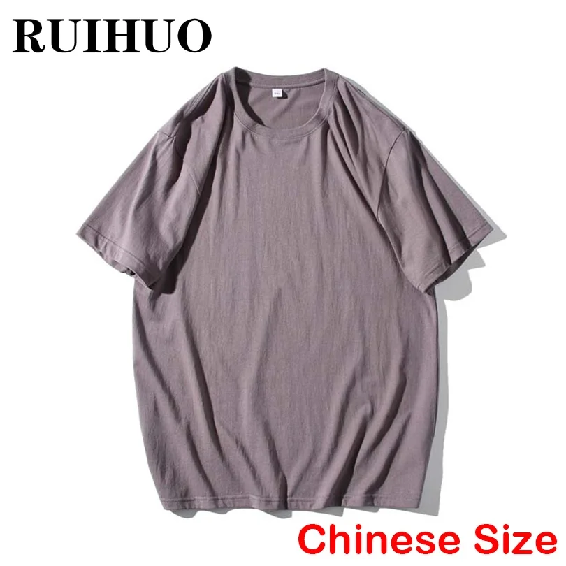 Однотонная Винтажная Футболка RUIHUO для мужчин бесплатная доставка футболки