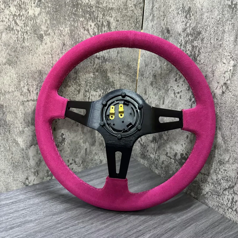 TIYPEOR Спортивное розовое рулевое колесо для гоночного автомобиля с кнопкой