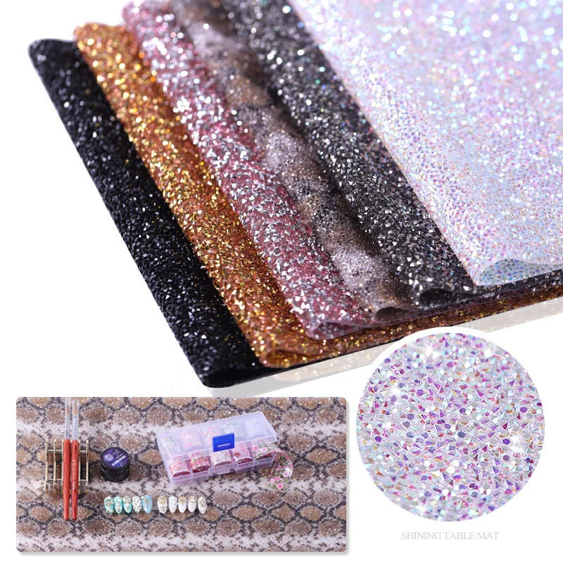 

Luxury Diamond Nail Art Table Mat with Rhinestone Decor Foldable Hand Arm Rest Pad Nail Salon Practice Cushion Manicure Tools