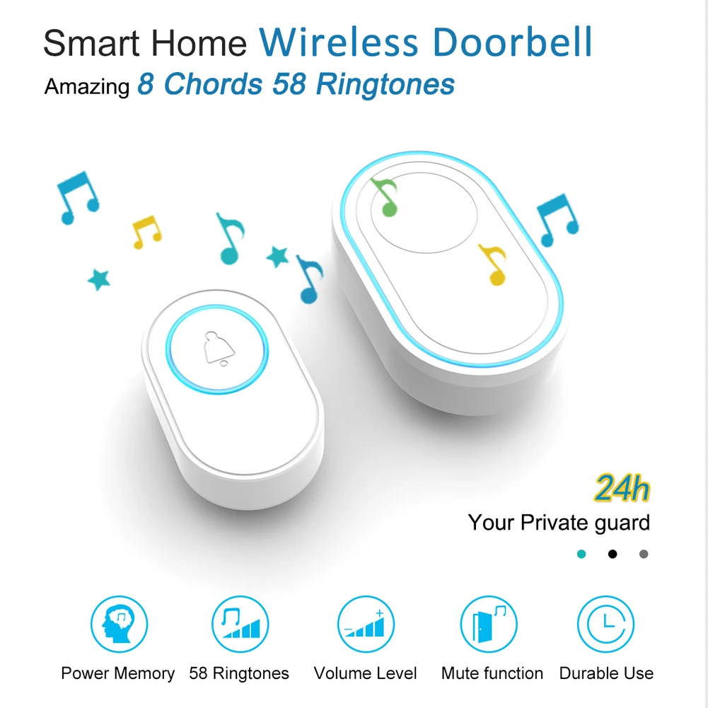 wifi tuya intelligent doorbell welcome home 433mhz door bell chime security alarm app remote control wireless smart house free global shipping