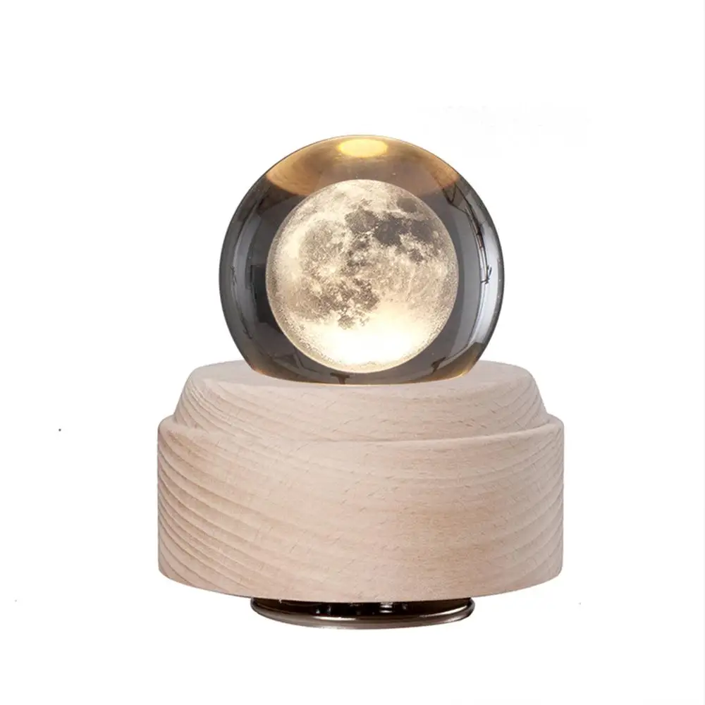 

Custom 3D Rotating Crystal Ball Music Box with Projection For Girl's Gifts