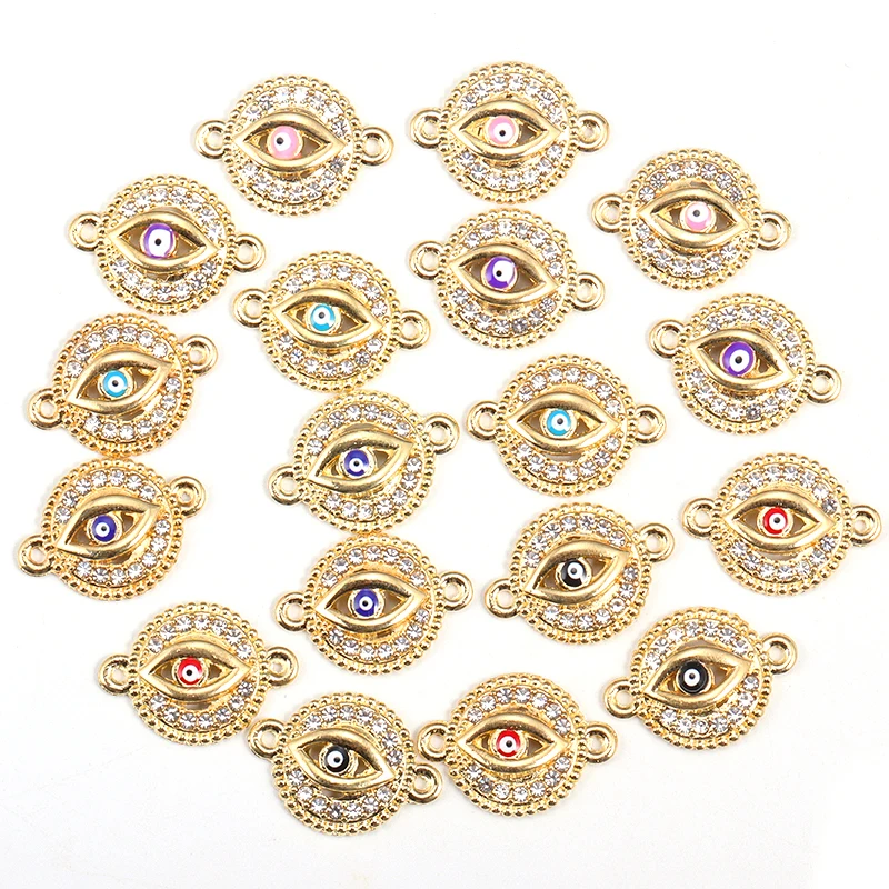 15Pcs 15*16MM Delicate Alloy Enamel Small Eyes Charm Women's Pendant DIY Jewelry Necklace Bracelet Key Chain Making Accessories