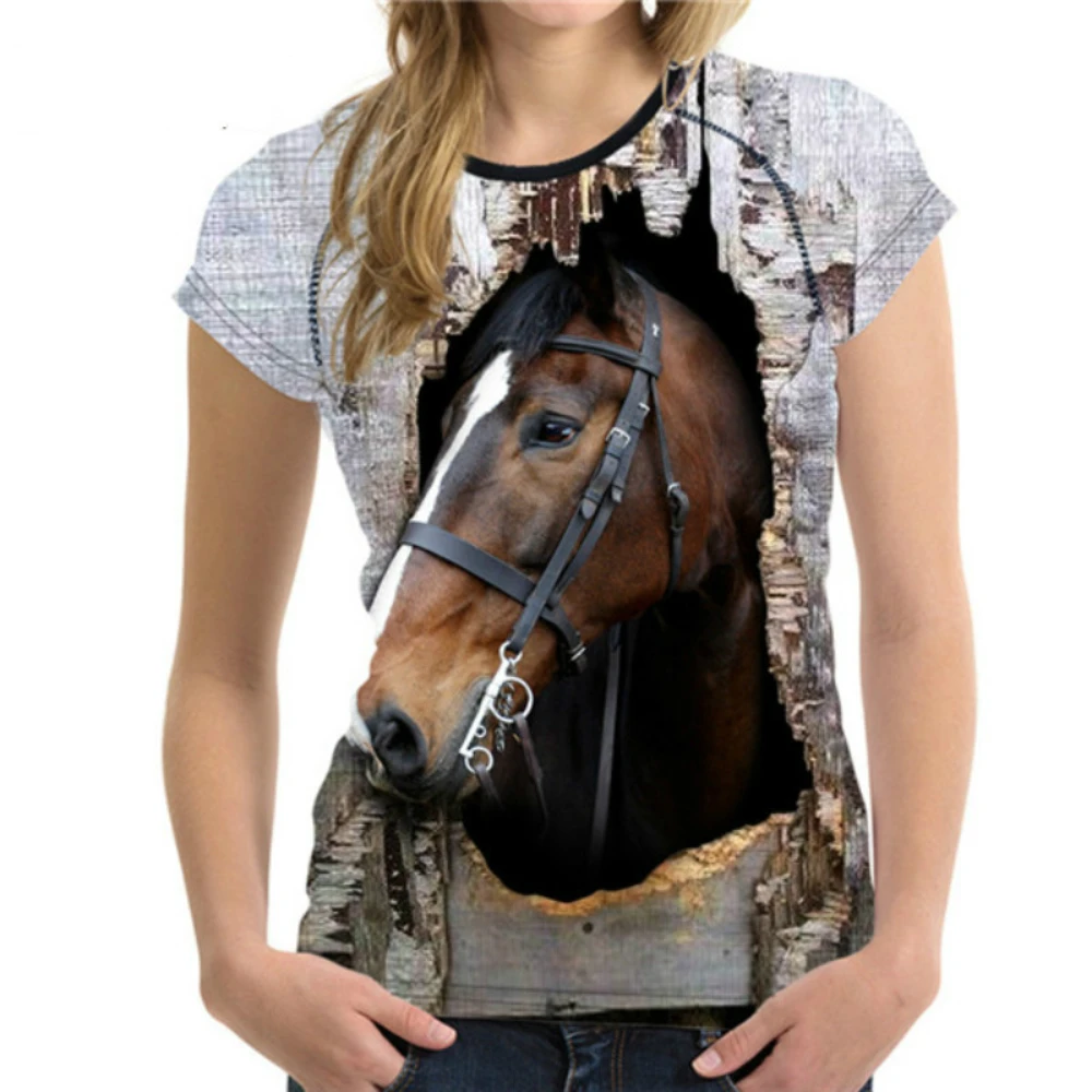 

Handsome Horse T-Shirt Men's Women's Animal 3D Printing Harajuku Casual Tops O Neck Short Sleeves Comfortable Oversized Clothing