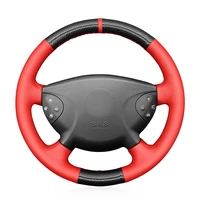 non slip durable black carbon fiber black suede car steering wheel cover for mercedes benz w210 e240 e63 e320 e280 2002 2005