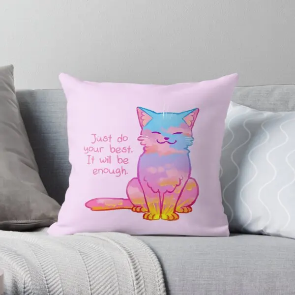 

Your Best Is Enough Sunset Cat Printing Throw Pillow Cover Sofa Decor Decorative Comfort Fashion Car Throw Pillows not include