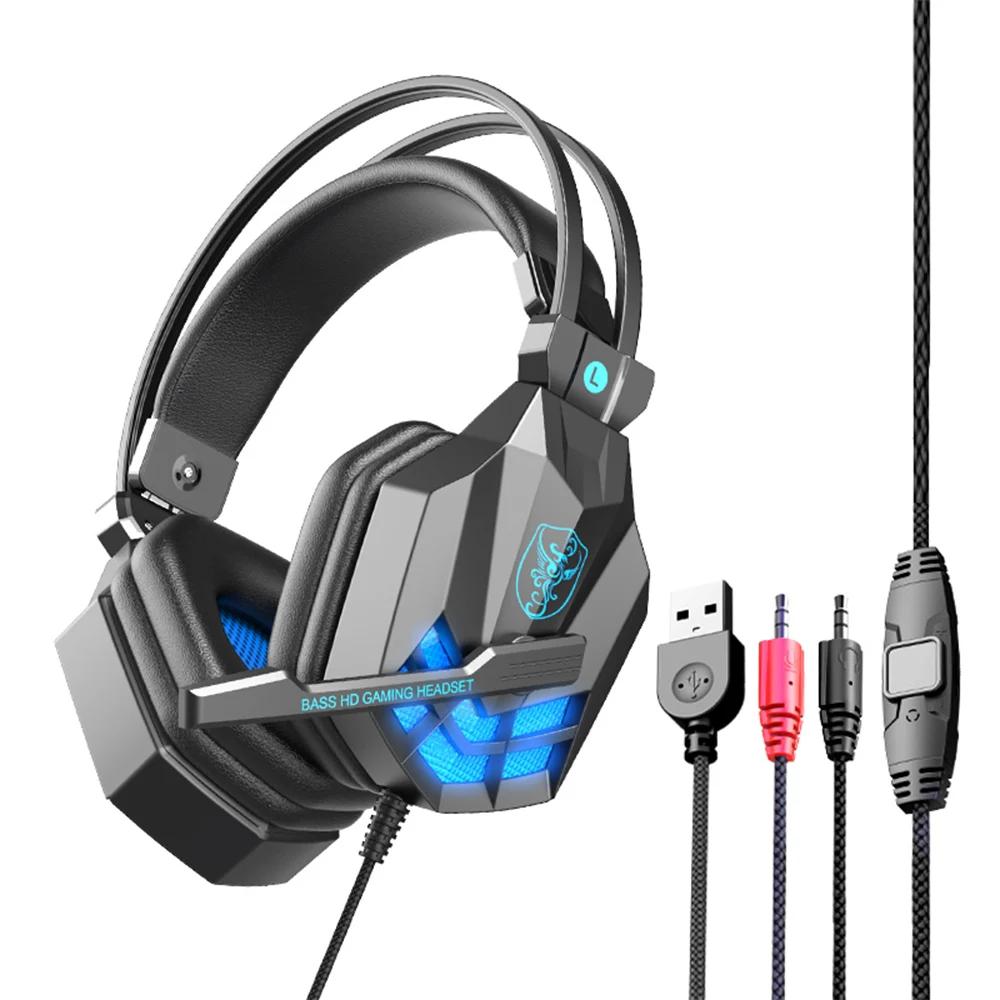 Gaming Headphones for PC/PS4/PS5  Stereo LED USB Wired Gamer Earphone Microphone for PC Laptop Gaming Headset Gifts