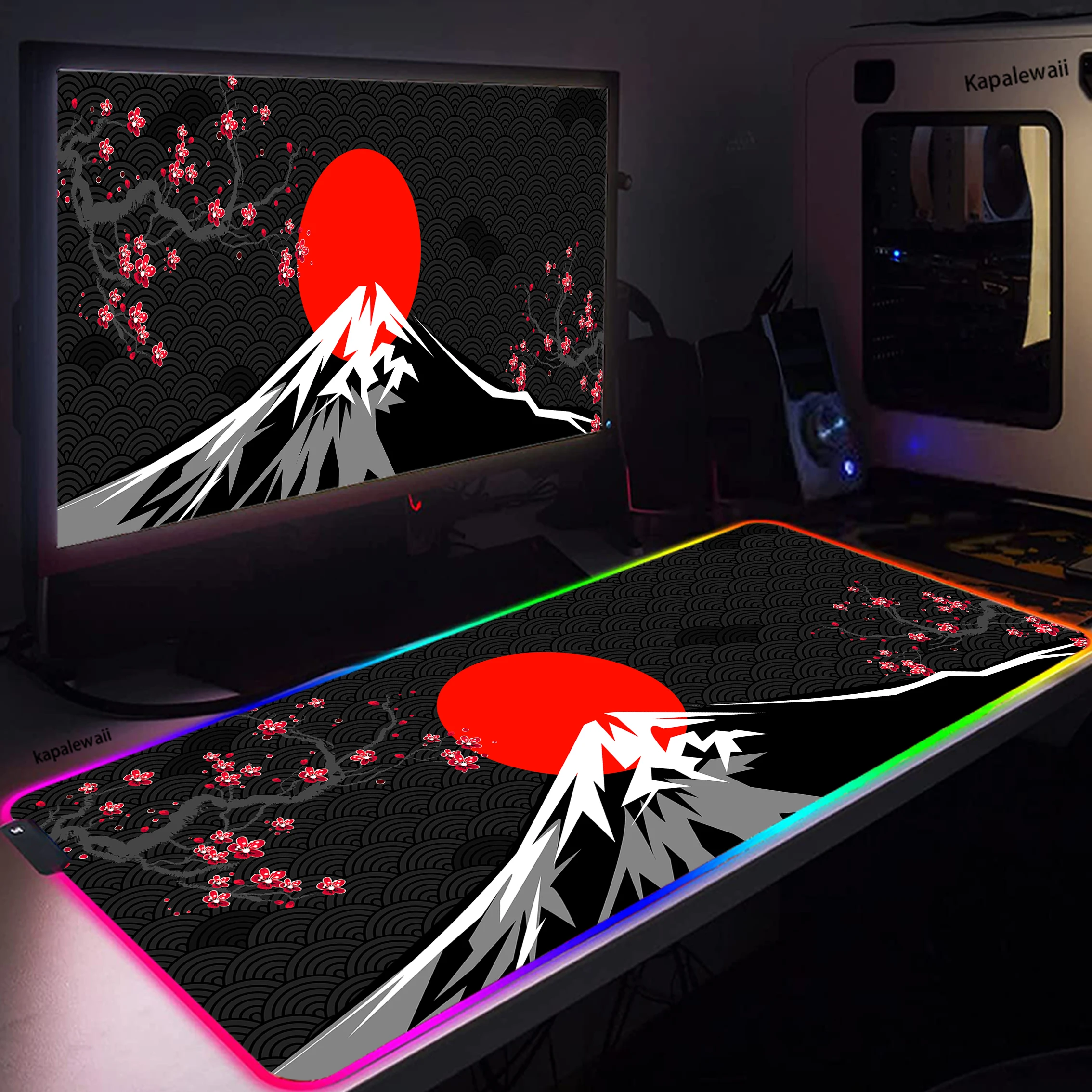 

Sakura Mousepad Black Mausepad RGB Setup Gamer Accessories Office Carpet Japanese Art Mouse Pad Company Gaming Deskmat 90x40 Xl