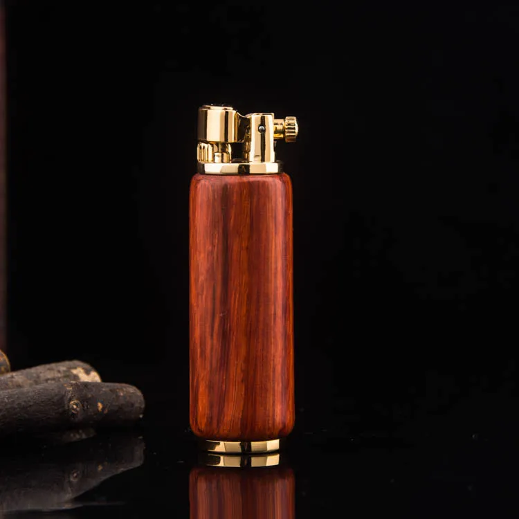

Creative Cylindrical Lighter Rhino Horn Red Sandalwood Pipe Lighter Grinding Wheel Ignition Easy Ignite For Men