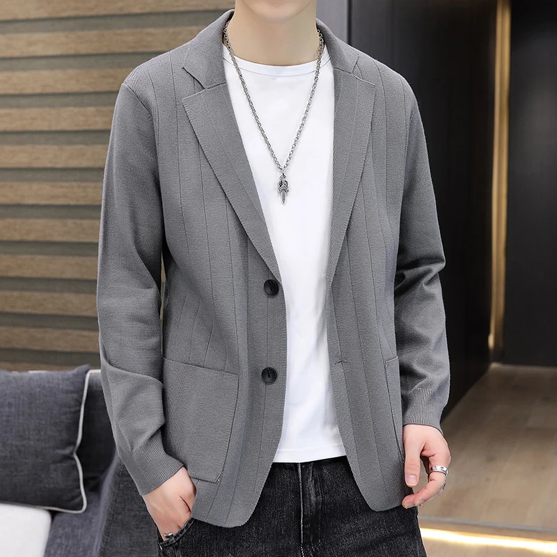 DYB&ZACQ Spring and Autumn Leisure Korean Small Suit Men's Sweater Trend Men's Slim Figure Sweater Suit Wear Top S-3XL