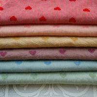 140x50cm love embroidered plaid synthetic cotton sewing fabric making summer cool kids shirts blouse clothing cloth