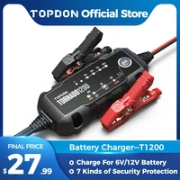 Topdon Car Battery Charger 6V 12V 1 2A Trickle Charger Automatic Portable Smart Battery Charger for Car Truck ATV SUV Boat T1200