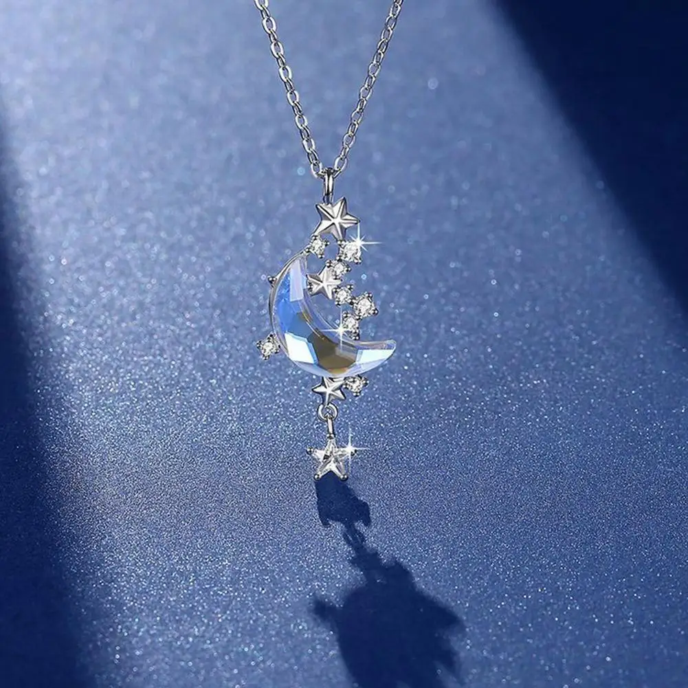 Женское ожерелье с подвеской в виде Луны звезды и реки