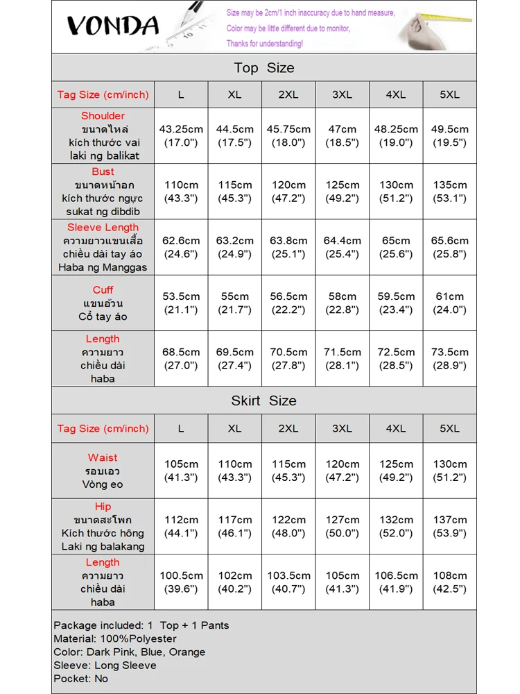 Женские комплекты VONDA 2024 винтажные топы с длинными рукавами и принтом широкие