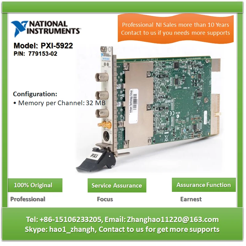 NI PXI-5922 24-Bit Flexible-Resolution Digitizer (32 MB/Channel)