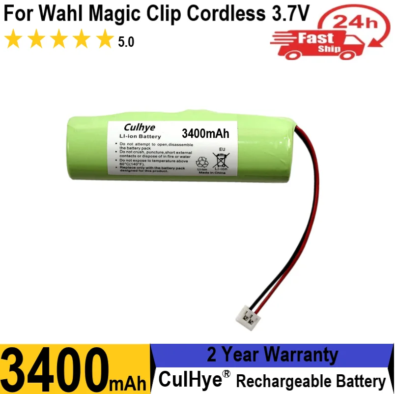 

3.7V 3400mAh Battery for 93837-001 WAHL Black Stealth Chrome,Cordless Magic Clip,Senior Cordless,Sterling 4,Super Taper Cordless