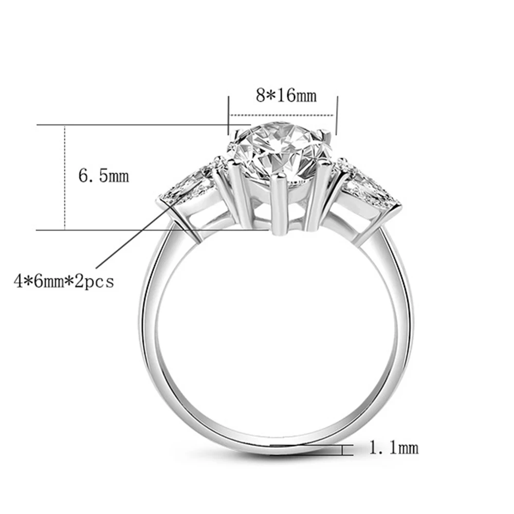 925 Sterling Silver 4ct Marquise 8*16mm Luxury Moissanite Diamond Engagement Rings for Women Wedding Fine Jewelry Wholesale | Украшения и