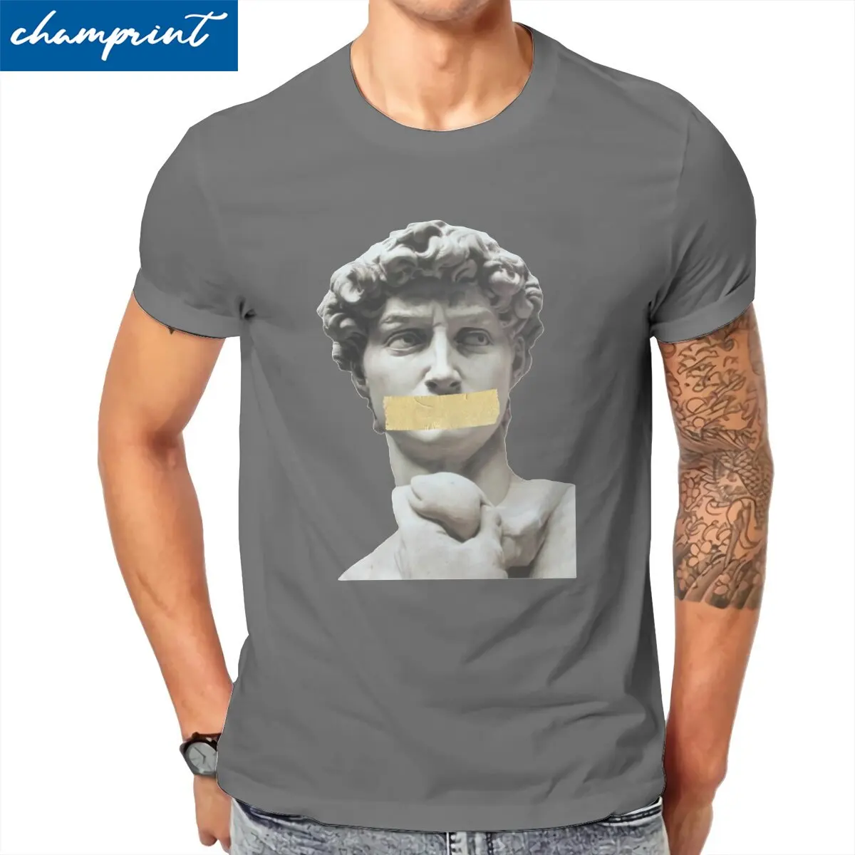 

Футболка мужская с изображением статуи Давида, винтажная тенниска из чистого хлопка, майка Микеланджело с круглым вырезом и коротким рукавом, идея для подарка