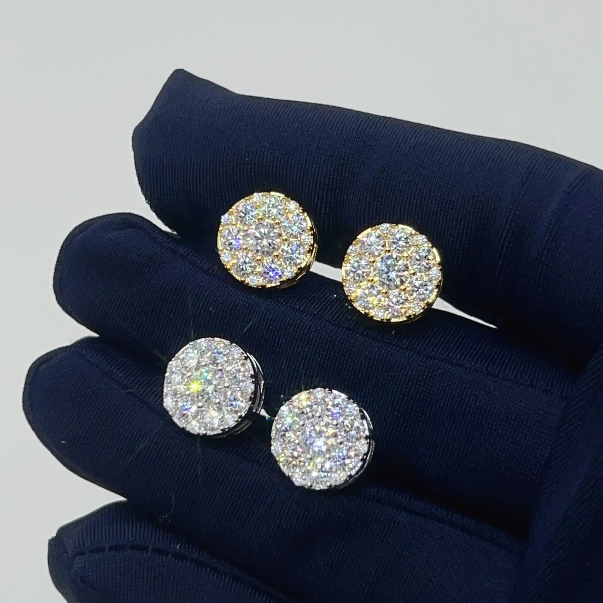 Custom Hiphop Jewelry Pass Diamond Tester 925 Sterling Silver VVS Classic Gold Plated Stud Moissanite Earring