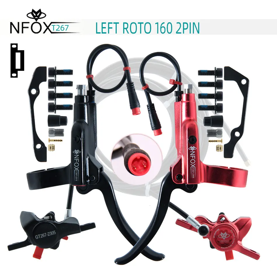 

NFOX Electric Bicycle Oil Disc 160mm E-bike Cutting Hydraulic Left Brake Red Black GT267 Mountain Bike HB875 Accessories parts