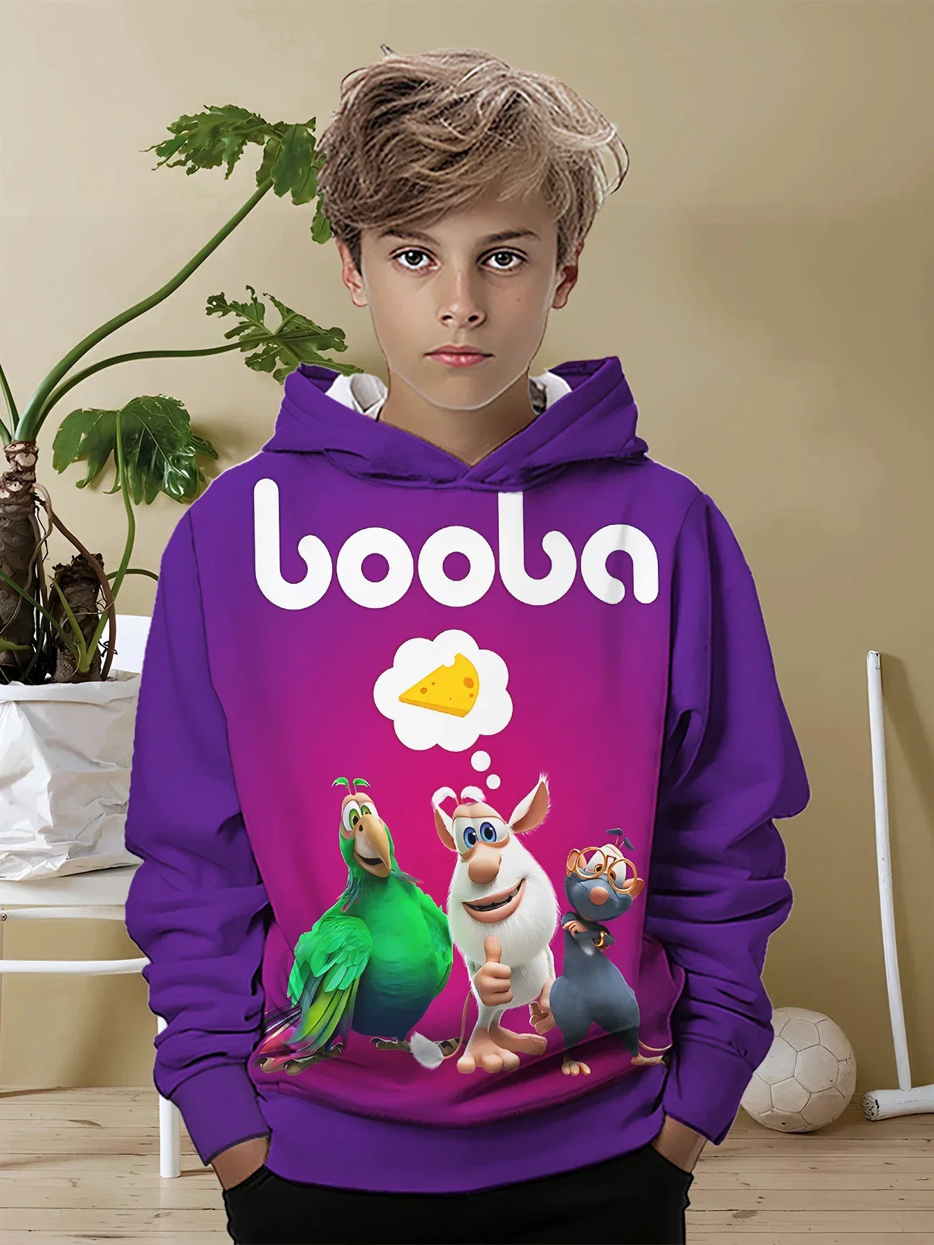 Забавный милый детский повседневный свитшот с 3D принтом B-Booba крутой пуловер топы