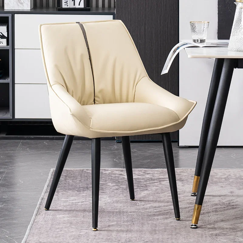 

Европейские удобные обеденные стулья, красивые модные обеденные стулья из искусственной кожи для кухни, современная мебель для ресторана в скандинавском стиле