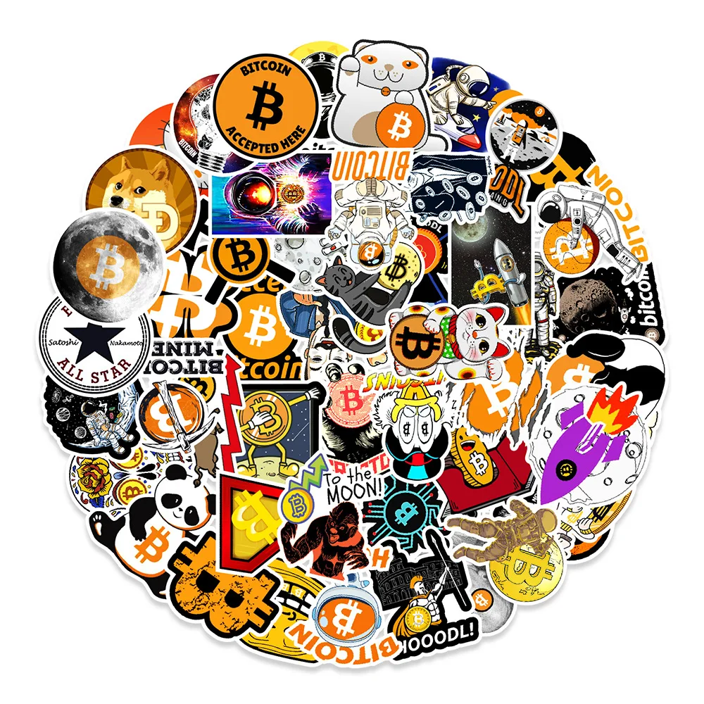 

10/30/50PCS Popular Cartoon Bitcoin Sticker Pack Skateboard Guitar Decoration DIY Laptop New Waterproof Graffiti Decal Wholesale