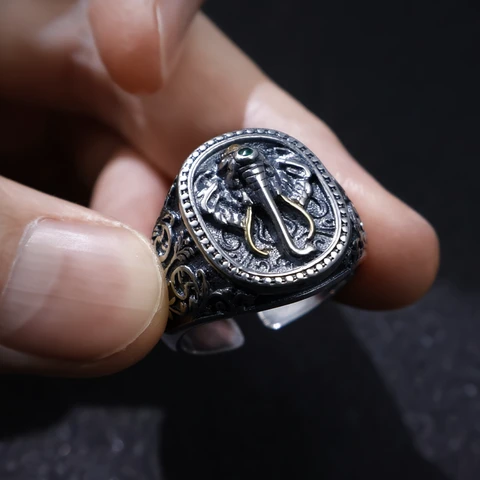 Открытое регулируемое кольцо Ленник Ганеша из меди